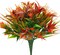 6Pcs Outdoor Artificial Plants UV Resistant, Fake Morning Glory Flowers with Orange Grass, Tropical Flowers Fall Leaves Foliage for Garden Patio Sidewalk Décor Red
